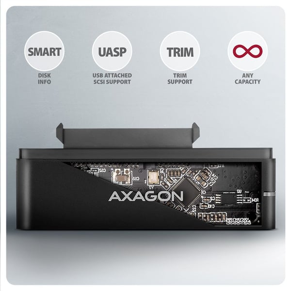 Axagon ADSA-FPX, USB Type-C, SATA, Musta, PC / Notebook / Tablet, Kiina, CE, RoHS