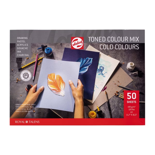 Talens Toned paper pad Cold colour mix | 42 x 29,7 cm (A3), 180 g, 50 ark