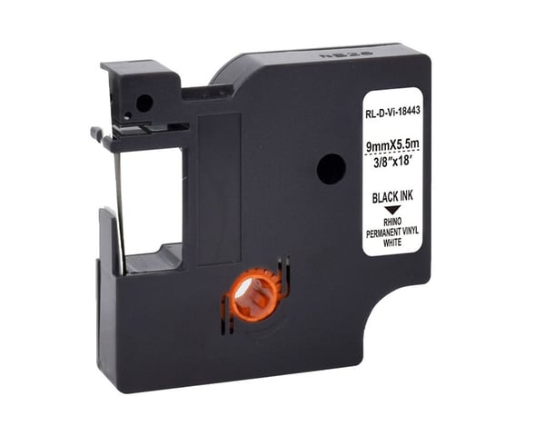 G&G 21706, Svart på vitt, Kontinuerlig etikett, Svart, Vinyl, DYMO, 9 mm