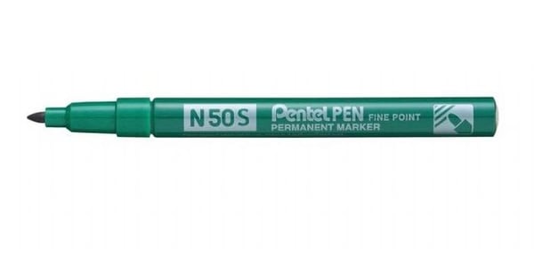 Pentel N50S, 1 styck, Grön, Rundad spets, Grön, Silver, Gjuten aluminium, Rund