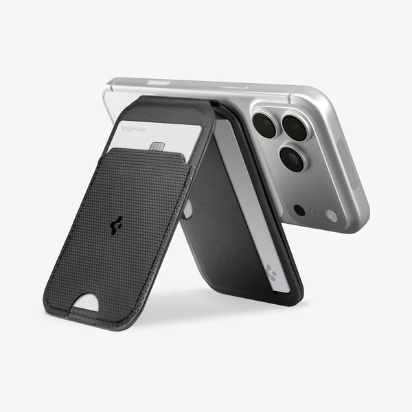 Spigen Slim Fold (Mag Fit) S314-2, Kortinpidin, musta, PU nahka, Apple, 1 kpl