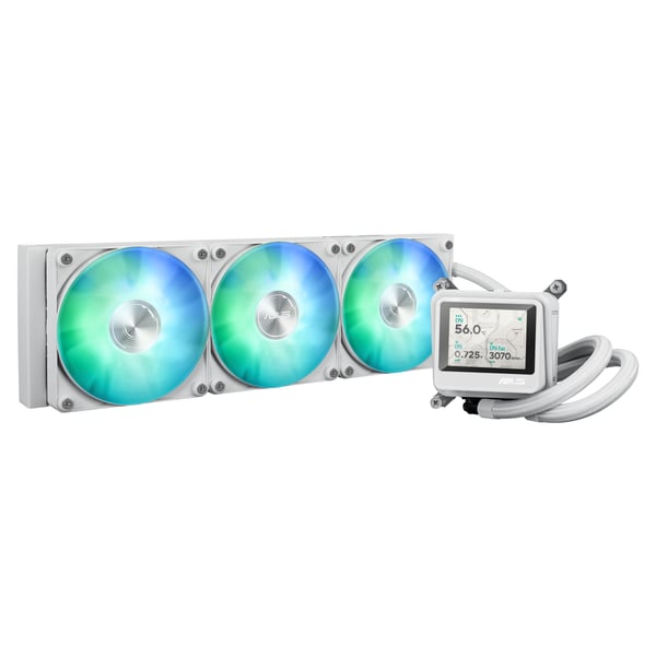 ASUS MAX Gaming LC 360 ARGB LCD White Edition, All-in-one-nesteenjäähdytin, 12 cm, Valkoinen