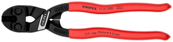 Knipex 71 21 200, Voimaleikkurit, 6 mm, Kromivanadiini-teräs, Muovi, Punainen, 200 mm