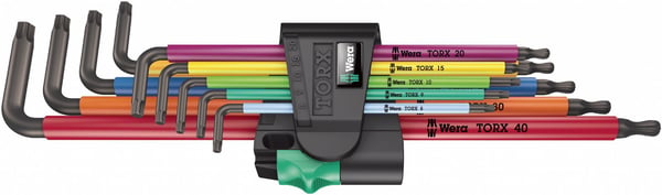 Wera 05024480001, L-torx-avain, T10,T15,T20,T25,T27,T30,T40,T8,T9, Monivärinen, 9 kpl
