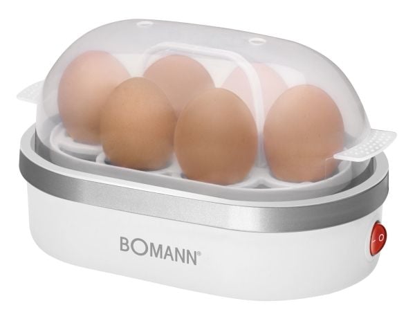 Bomann EK 5022 CB, 6 munaa, Hopea, Läpinäkyvä, Valkoinen, 400 W, 230 V, 50 Hz, 220 mm
