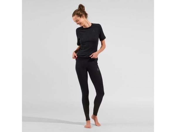 Odlo The Active Warm Base Layer Bottoms, Sweatpants, Skiing, Snowboarding, Walking, Hiking, Female, Black, Adult, Monochromatic