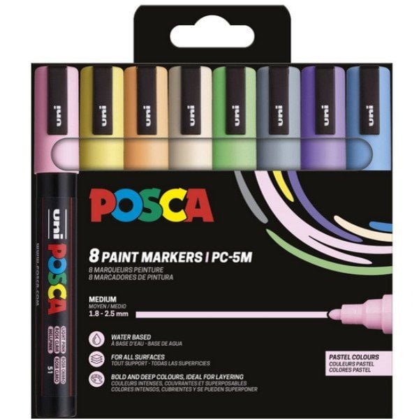 POSCA PC-5M 8stk Pastel Farver