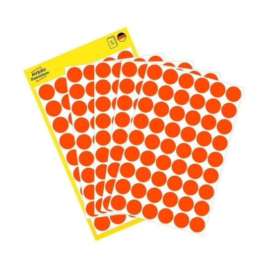 Avery 3147, Punainen, Pyöreä, Kiinteä, Paperi, 1,2 cm, 270 kpl
