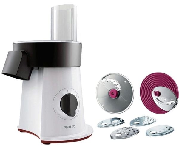 Philips Viva Collection HR1388/80 salatkutter, 600 RPM, Plast, Sikkerhetslåssystem, Svart, Rød, Hvit, Rustfritt stål, Plast