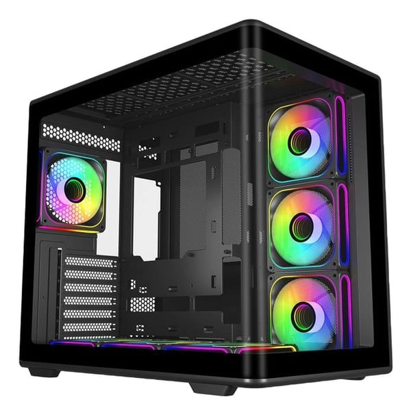 Cooler Master Elite 600 - Mid tower - ATX - sidepanel med vindu (herdet glass) - ingen strømforsyning (ATX) - svart - USB/lyd