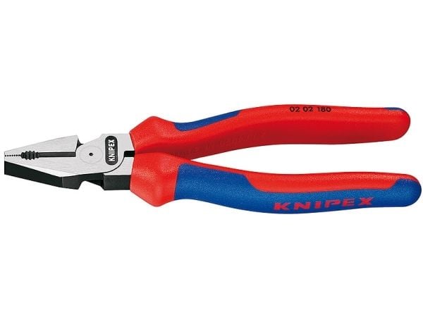 Knipex 02 02 180, Lineman-tång, Stål, Plast, Blå, Röd, 180 mm, 240 g
