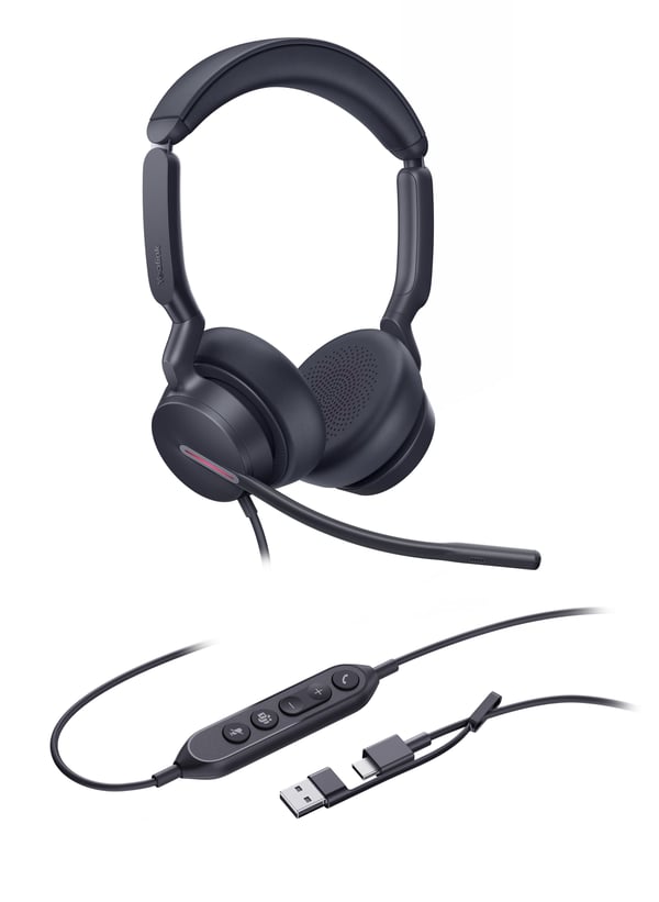 Yealink UH46 Dual - Hodesett - on-ear - kablet - USB-A, USB-C - Certified for Microsoft Teams