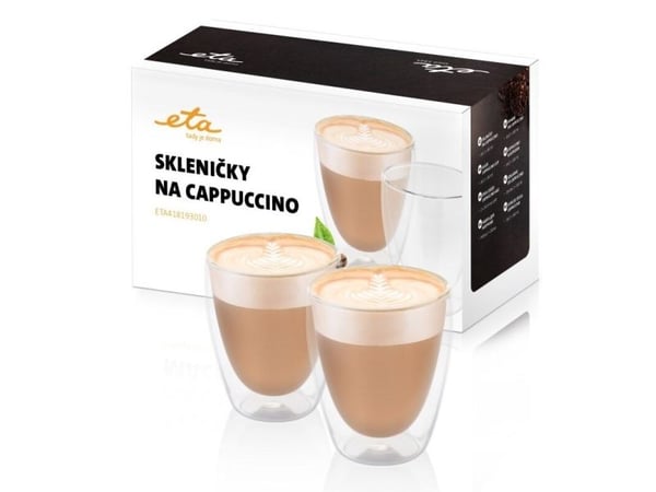Eta Cappuccino, Läpinäkyvä, Borosilikaattilasi, Ovaali, 2 kpl, 240 ml