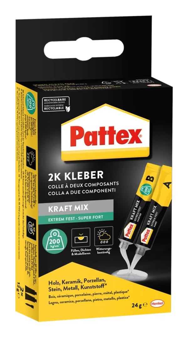 Pattex kaksikomponenttiliima Kraft-Mix,2 kpl x 12 g