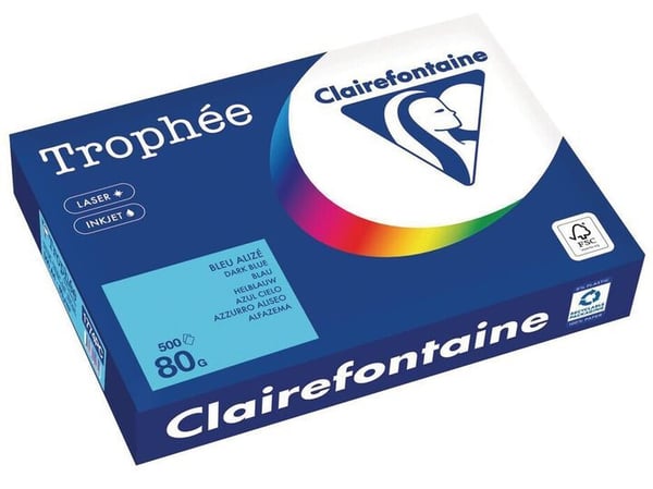 Farvet papir Trophée, A4, 80g, almueblå 1774, pakke a 500 ark