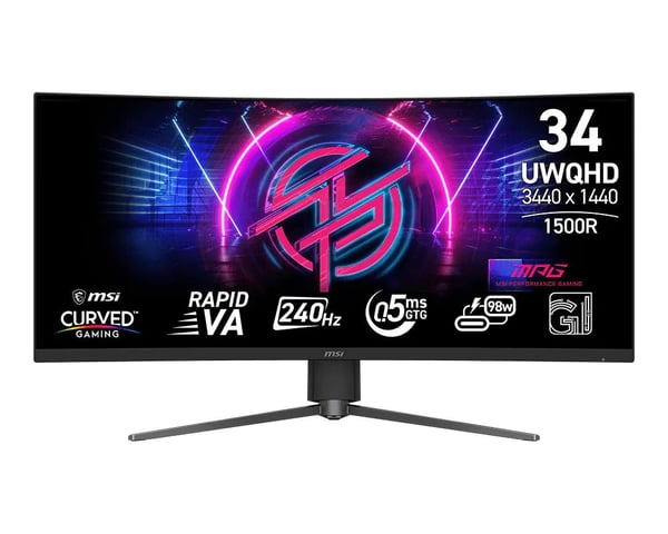 MSI MPG 346CQRFDE X24 - LED-skjerm - gaming - kurvet - 34" - 3440 x 1440 UWQHD @ 240 Hz - Rapid VA - 400 cd/m² - 4000:1 - DisplayHDR 400 - 0.5 ms -...