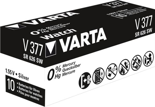 Varta -V377, Engangsbatteri, SR66, Silver-Oksid (S), 1,55 V, 1 stykker, 21 mAh