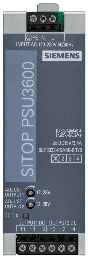 Siemens 6EP33230SA000BY0 strömförsörjning för DIN-skena 15 V/DC 3,5 A 52,5 W 2 utgångar