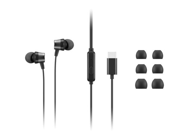 Lenovo Go 4XD1J77351 USB-C-langalliset nappikuulokkeet mikrofonilla, mustat