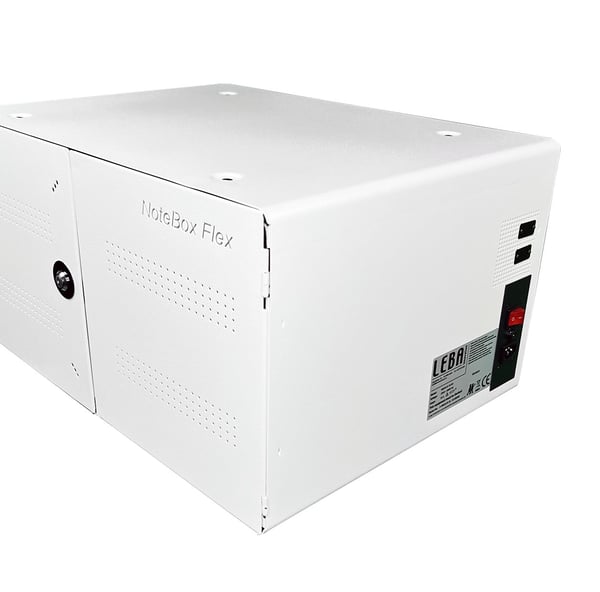 LEBA NoteBox 16 - Lagringsboks (kun lading) - for 16 nettbrett / notebook-er - USB-C - låsbar - stål - hvit - skjermstørrelse: inntiil 12" - veggmo...