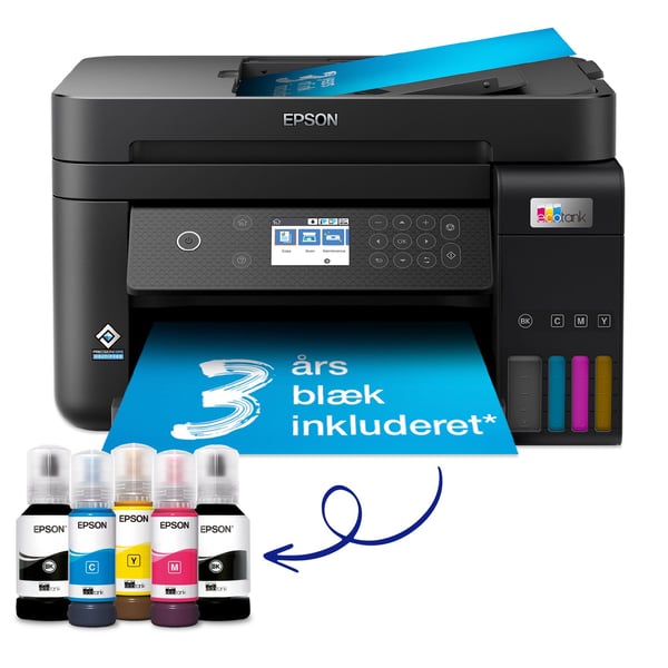 Epson EcoTank ET-3850 - Multifunksjonsskriver - farge - ink-jet - A4/Legal (medie) - opp til 15.5 spm (trykking) - 250 ark - LAN, Wi-Fi