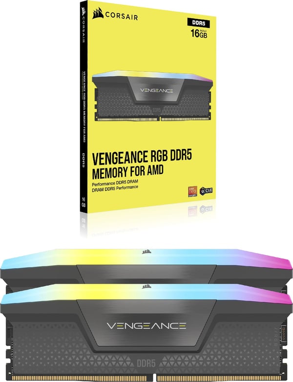 CORSAIR Vengeance RGB - DDR5 - sett - 32 GB: 2 x 16 GB - DIMM 288-pin - 3200 MT/s / PC5-51200 - CL32 - 1.4 V - ikke-bufret - grå