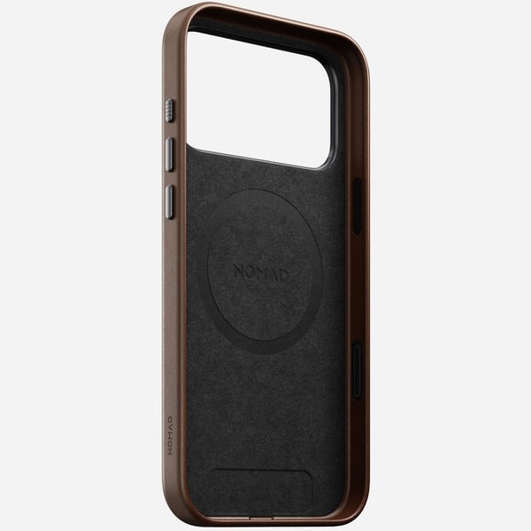 Nomad iPhone 17 Pro Max tradisjonelt lærdeksel, MagSafe-kompatibelt, brun