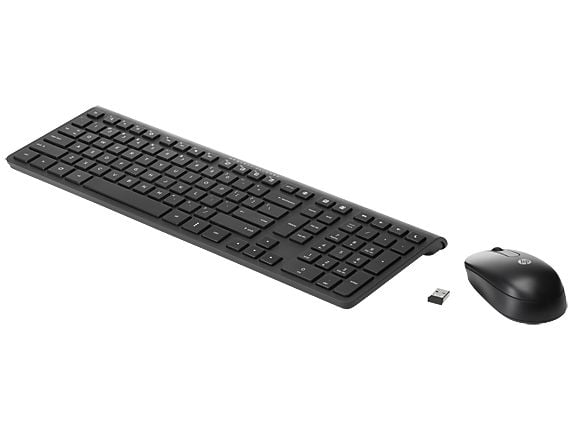 HP 2.4 GHz Keyboard & Mouse NO, Full størrelse (100 og), Trådløs, RF kabel-fri, QWERTY, Sort, Mus inkludert