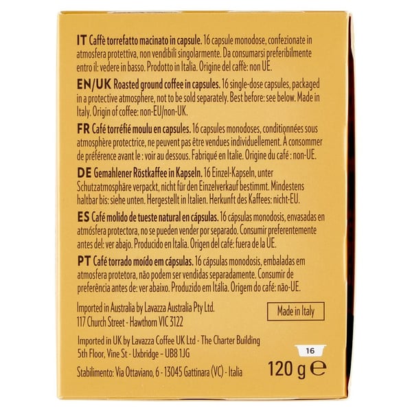 Lavazza Qualità Oro, Kahvikapseli, Espresso, Keskipaahto, A Modo Mio, 16 kuppia, 24 kuukautta