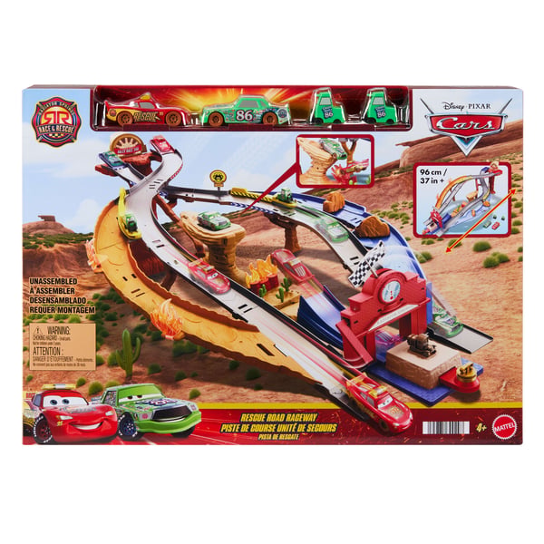 Mattel Cars JFL57 Race & Rescue -leikkisetti, 4 leluautoa