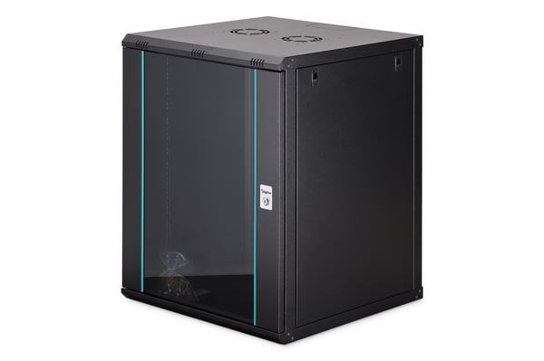 DIGIT Dynamic 19 16U rack 600x600 veggmontert nettverksskap, glassdør, svart, ikke sammenleggbar, 60 kg