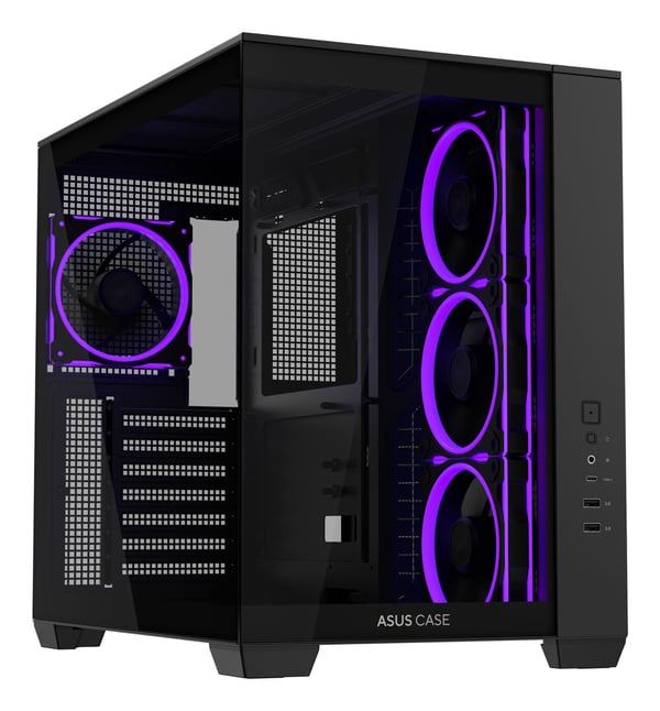 ASUS A32 PLUS TG datorchassi ARGB ATX, svart, härdat glas