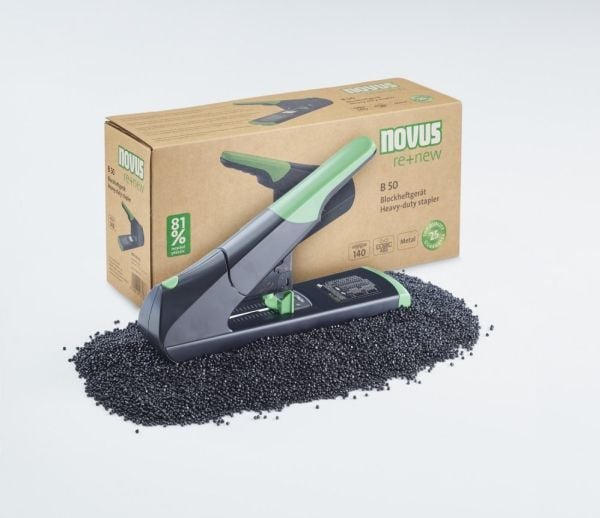 Novus B 50 re+new, 140 ark, Sort, Grønn, 23/10 SUPER, 23/13 SUPER, 23/15 SUPER, 23/17 SUPER, 23/6, 23/8, Metall, Plast, 80 g/m², 7,5 cm