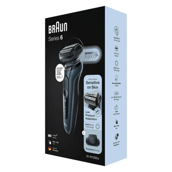 Braun Series 6 61-N1200s verkkoparranajokone trimmerillä, musta