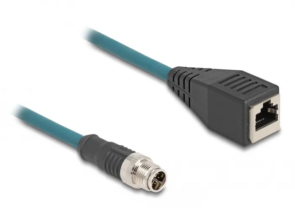 Delock - Nettverkadapterkabel - 8 pin M12-X (hann) til RJ-45 (hunn) - 50 cm - 6.2 mm - S/FTP - CAT 6a - svart
