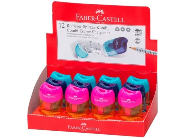Faber-Castell 183604, Manuell blyantspisser, Assorterte farger, Utstillingseske