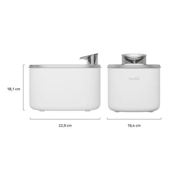 Hombli HBWF-0109, Automatisk vanndispenser for kjæledyr, Rustfritt stål, Hvit, Innendørs, Katt, 3,5 l