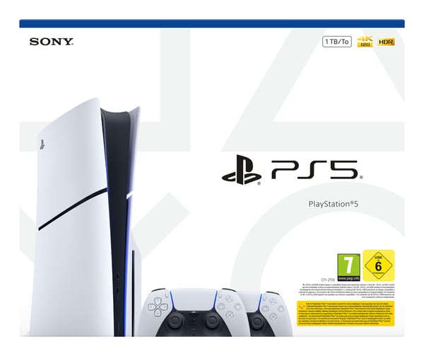 Sony 1000050116 PS5-pelikonsoli 1 TB Disc Edition + 2 kpl DualSense-ohjainta