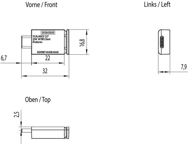 Siemens 6GK5907-4UA00-0AA0, 70 mm, 175 mm, 320 mm, 3 g, 1 styck, CE, RoHS, REACH