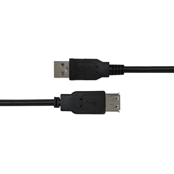 DELTACO - USB-förlängningskabel - USB (hane) till USB (hona) - USB 2.0 - 2 m - svart