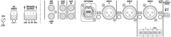 Monacor PA-900DT, 5 kanavaa, 50 - 15000 Hz, 80 dB, 160 W, 0.5%, 230 V
