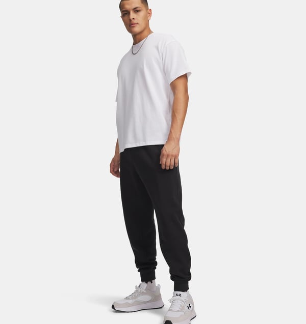 Under Armour UA Rival Fleece, Treningsbukser, Hankjønn, Svart, Voksen, Black / White, Monokromatisk