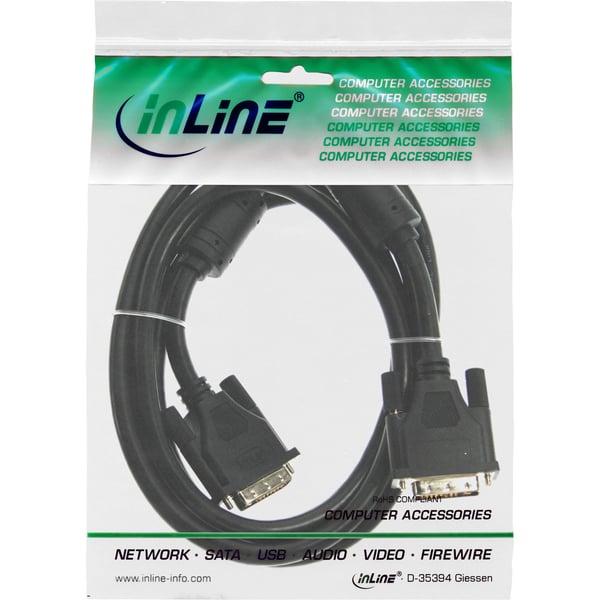 InLine 4043718019991, 2 m, DVI-I, DVI-I, DVI-I, urosliitin, urosliitin, musta