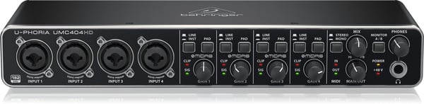 Behringer UMC404HD lydopptaksgrensesnitt