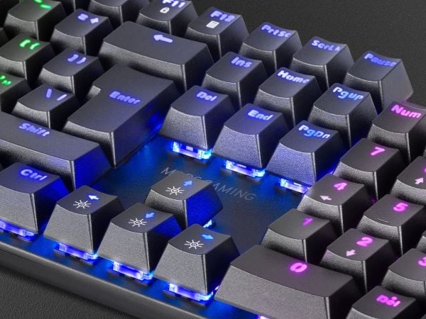 Mars Gaming MK422, Koblet med ledninger (ikke trådløs), USB, Mekanisk nøkkelbryter, QWERTY, RGB LED, Sort
