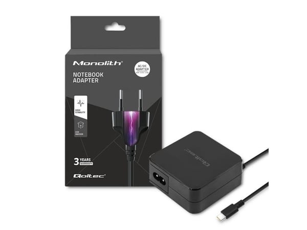 Qoltec 65W strømadapter | 5-20,3V | 2-3,25A | USB type C | XP