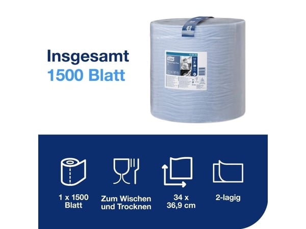Tørkepapir Tork® Plus W1 Allround, 130050, blå, 2-lags