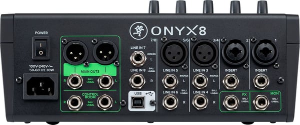 Mackie ONYX 8, 8 kanaler, Bluetooth, 30 W, Sort
