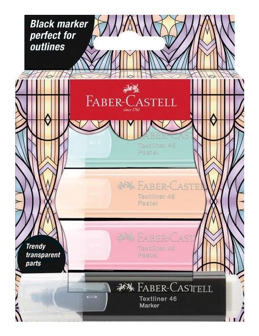 Faber-Castell Glassy Pastell, 4 styck, Multifärg, Rundad spets, Multifärg, Rektangel, 1,5 mm