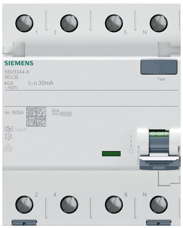 Siemens 5SV33446GV01 5SV3344-6GV01 vikavirtakatkaisija A 40 A 0,03 A 400 V, 10 A, IP20